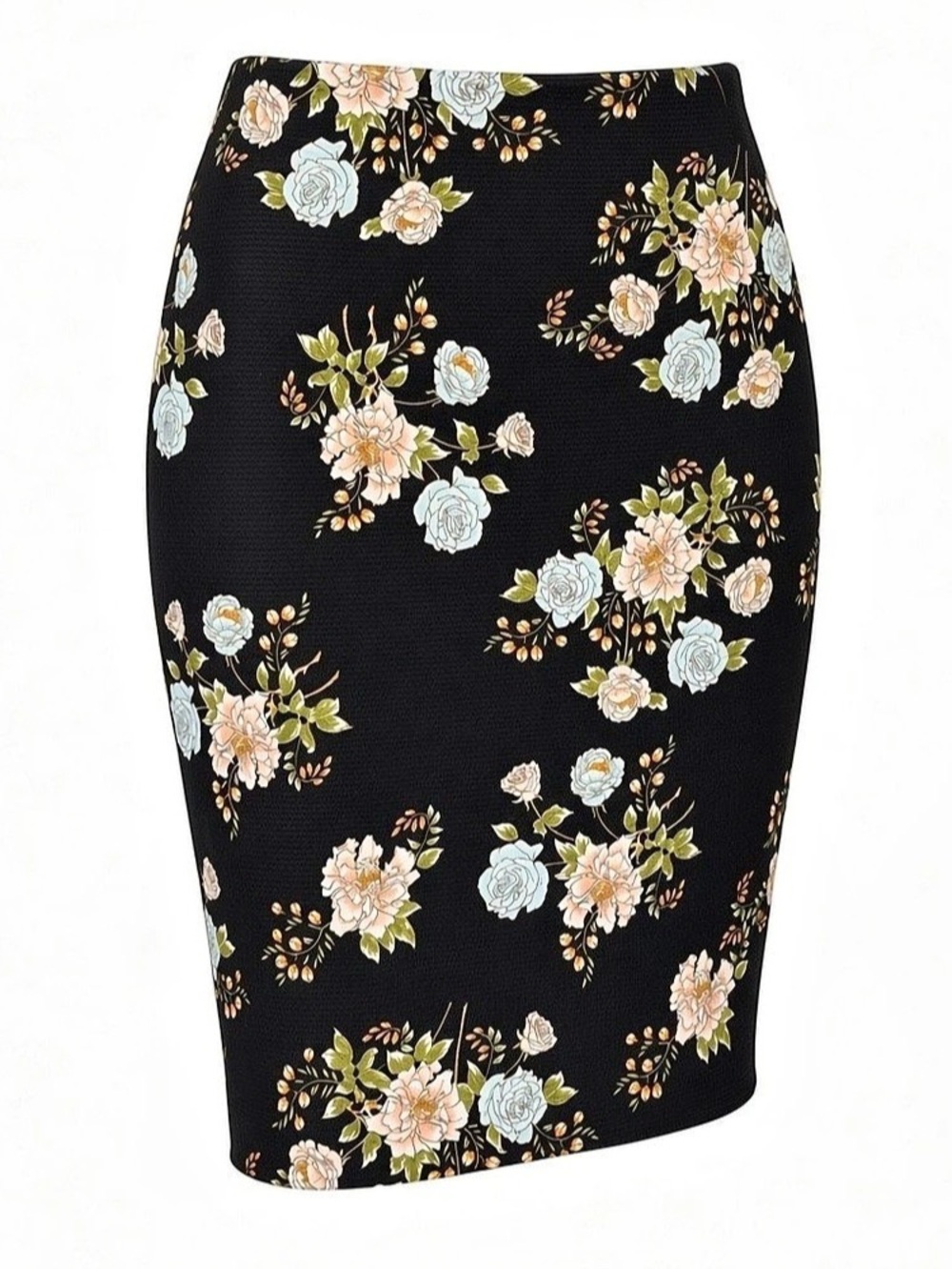 ECI New York Floral Pencil Skirt in Black & Pink Size 2X